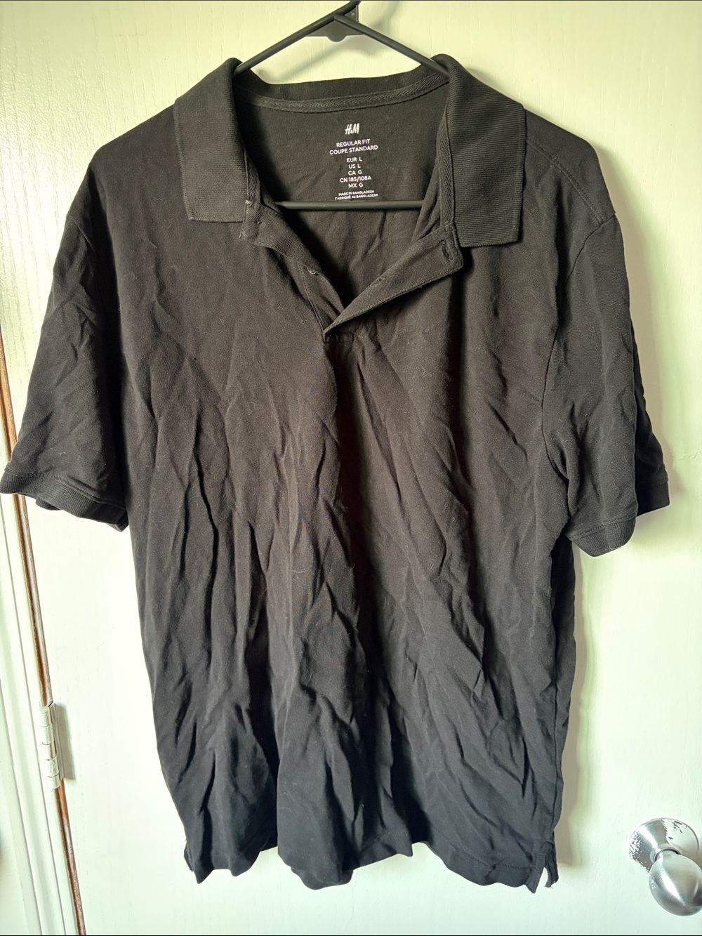 H&M Men's Black Short-Sleeve Polo Shirt